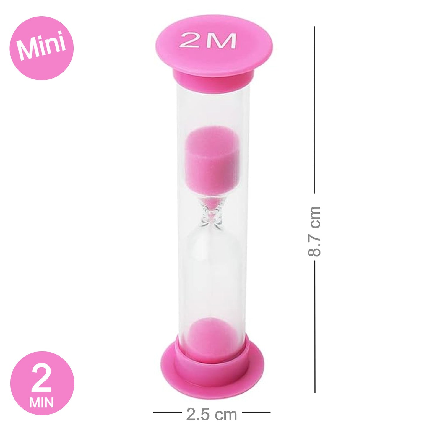 sand timer for kids 2 min pink