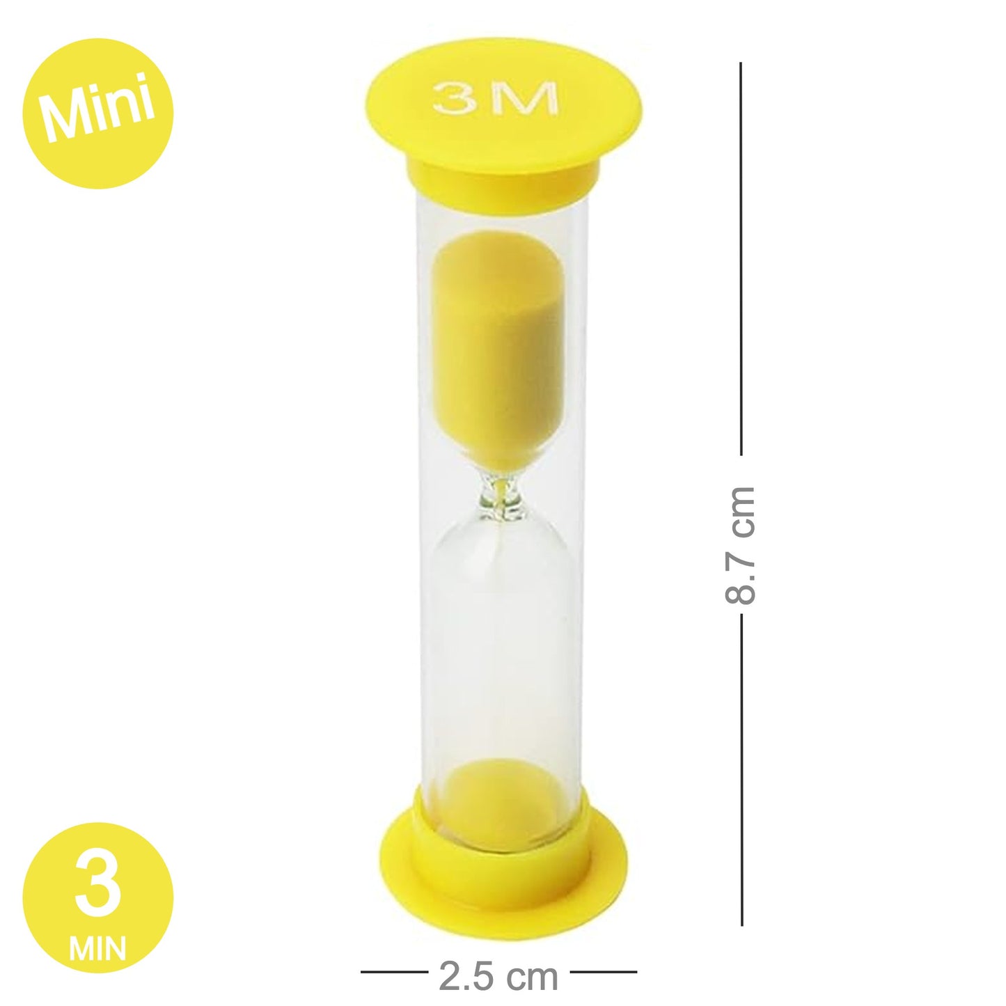 sand timer for kids 3 min yellow
