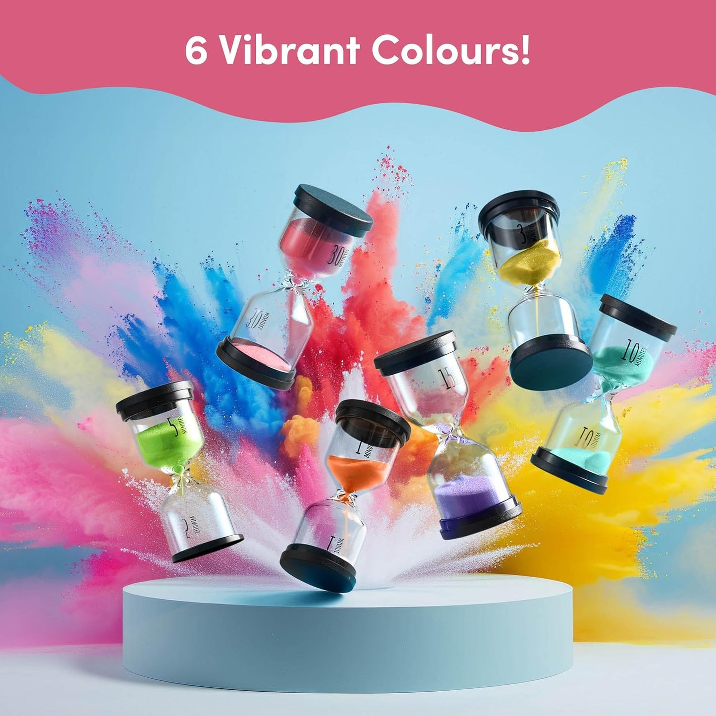 Pack of 6 Hourglass Sand Timers (1-30min)
