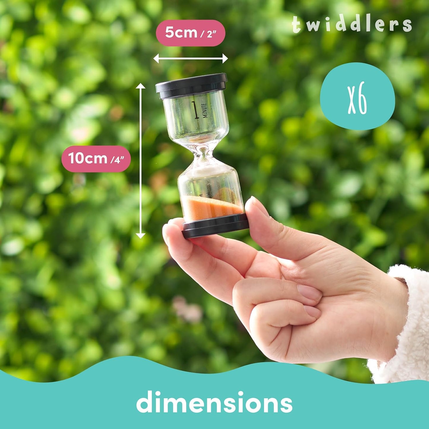 Pack of 6 Hourglass Sand Timers (1-30min)