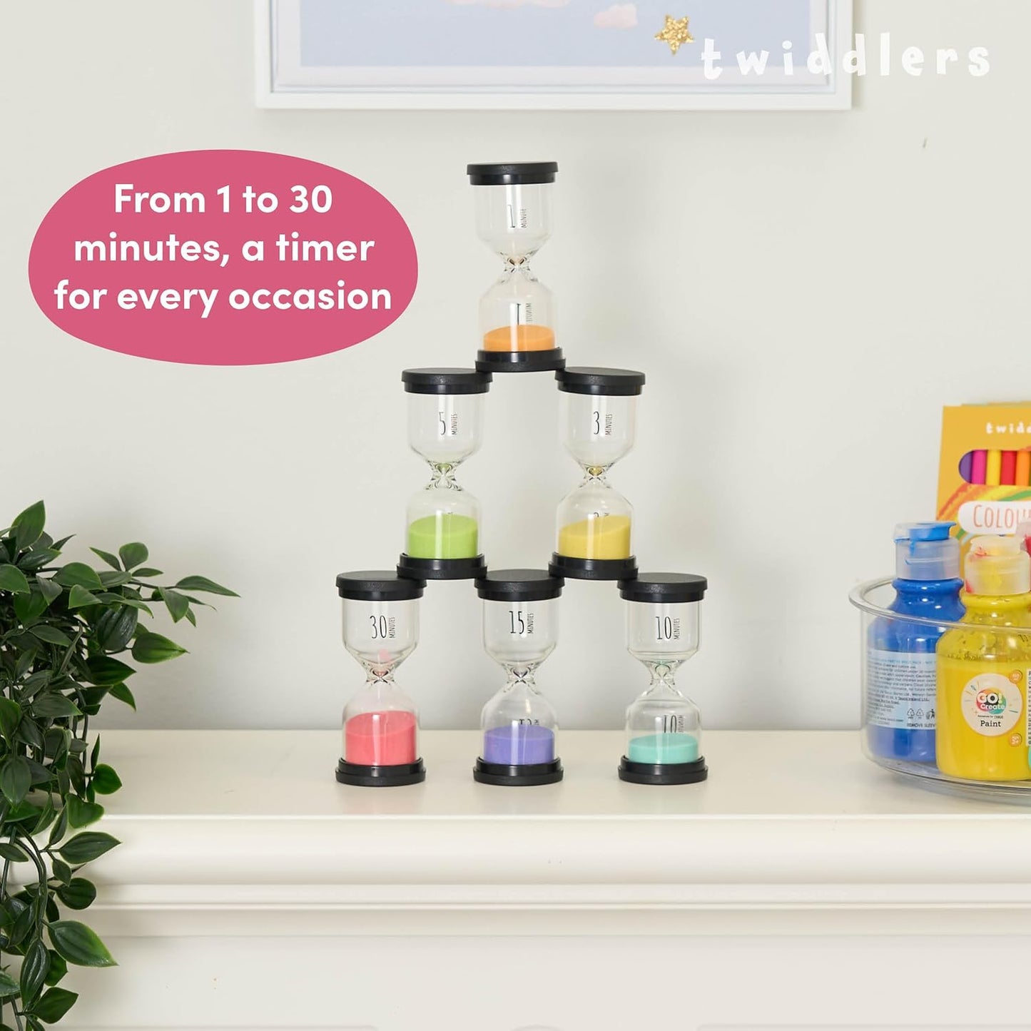 Pack of 6 Hourglass Sand Timers (1-30min)