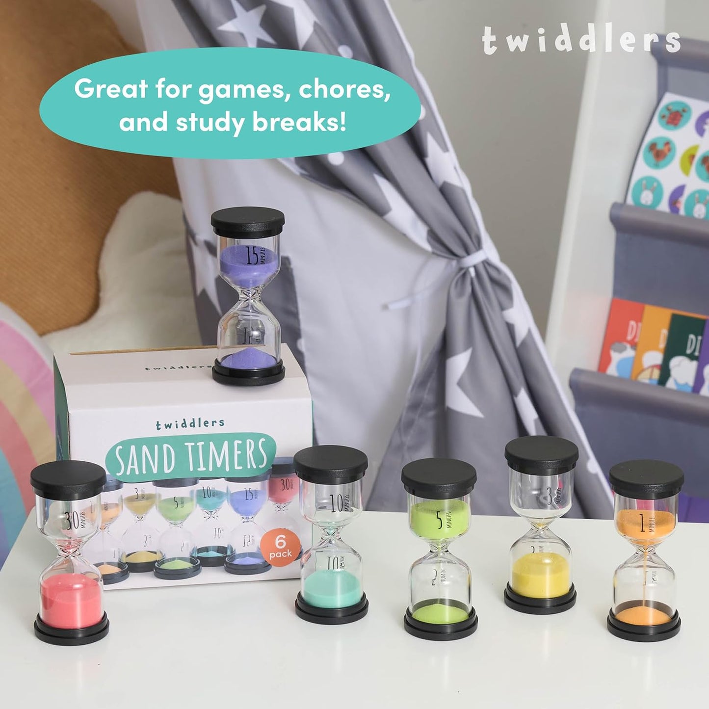 Pack of 6 Hourglass Sand Timers (1-30min)