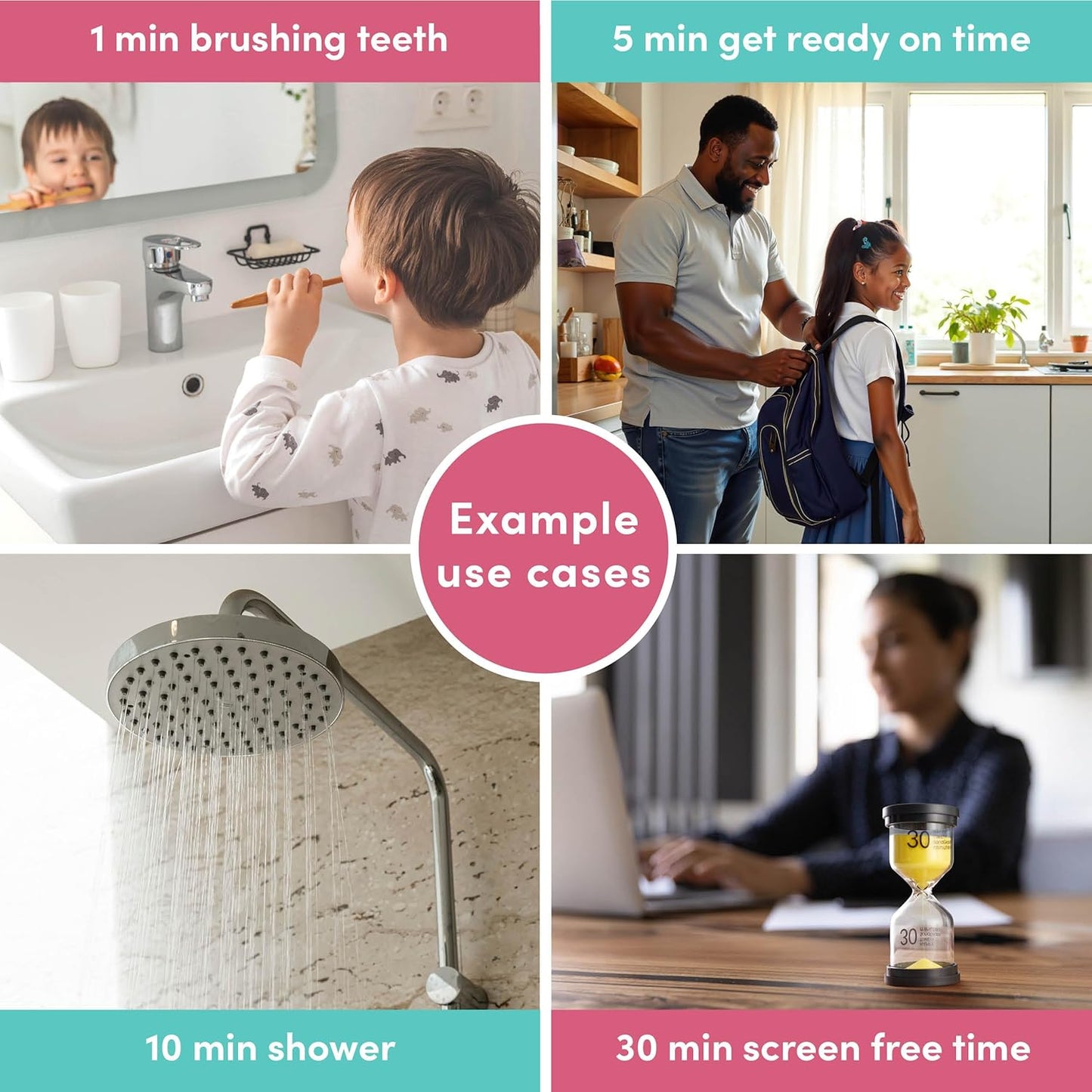 Pack of 6 Hourglass Sand Timers (1-30min)
