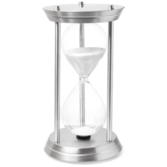 large metal framed hourglass