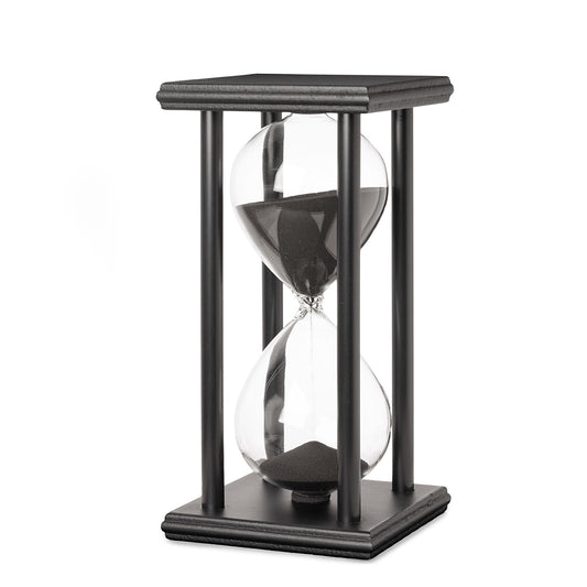 black wood frame sand timer