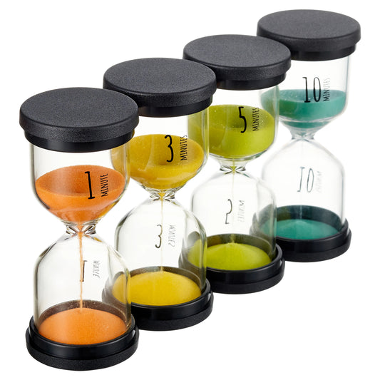 Pack of 4 Hourglass Sand Timers (1-10mins)