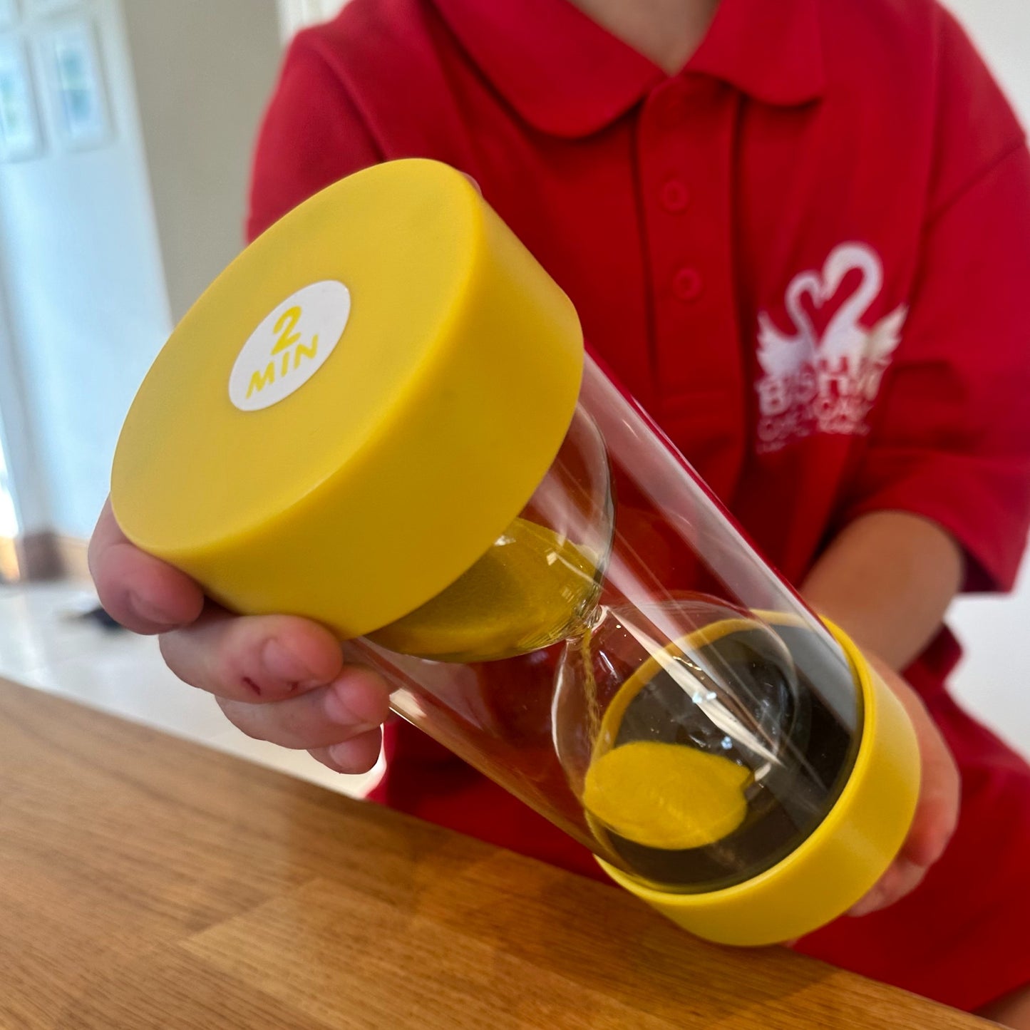 jumbo sand timer for kids 2 min yellow