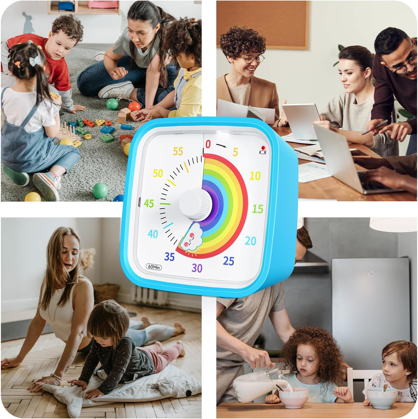 60-Minute Visual Timer (Blue Rainbow)