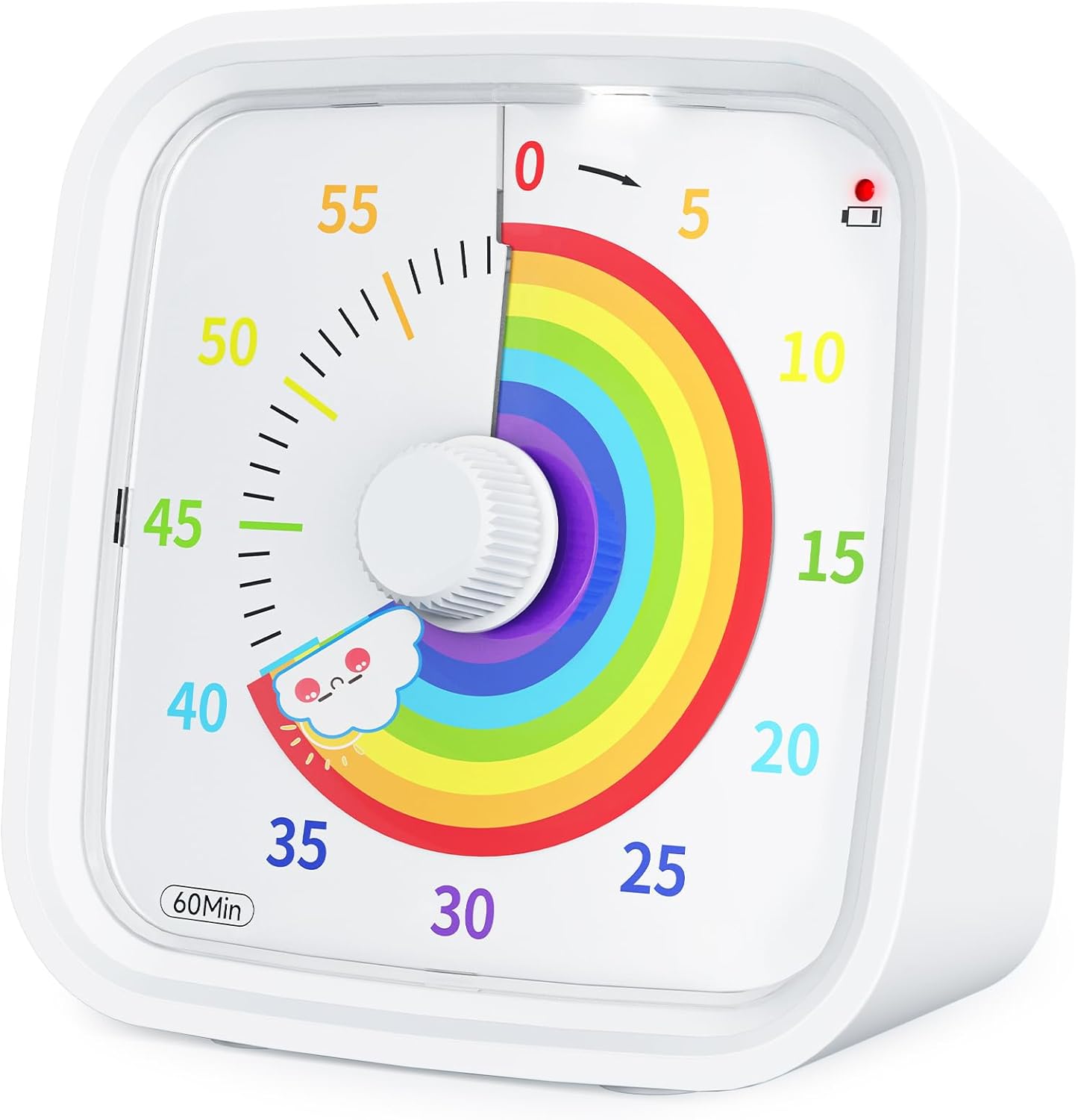 60-Minute Visual Timer (White Rainbow)