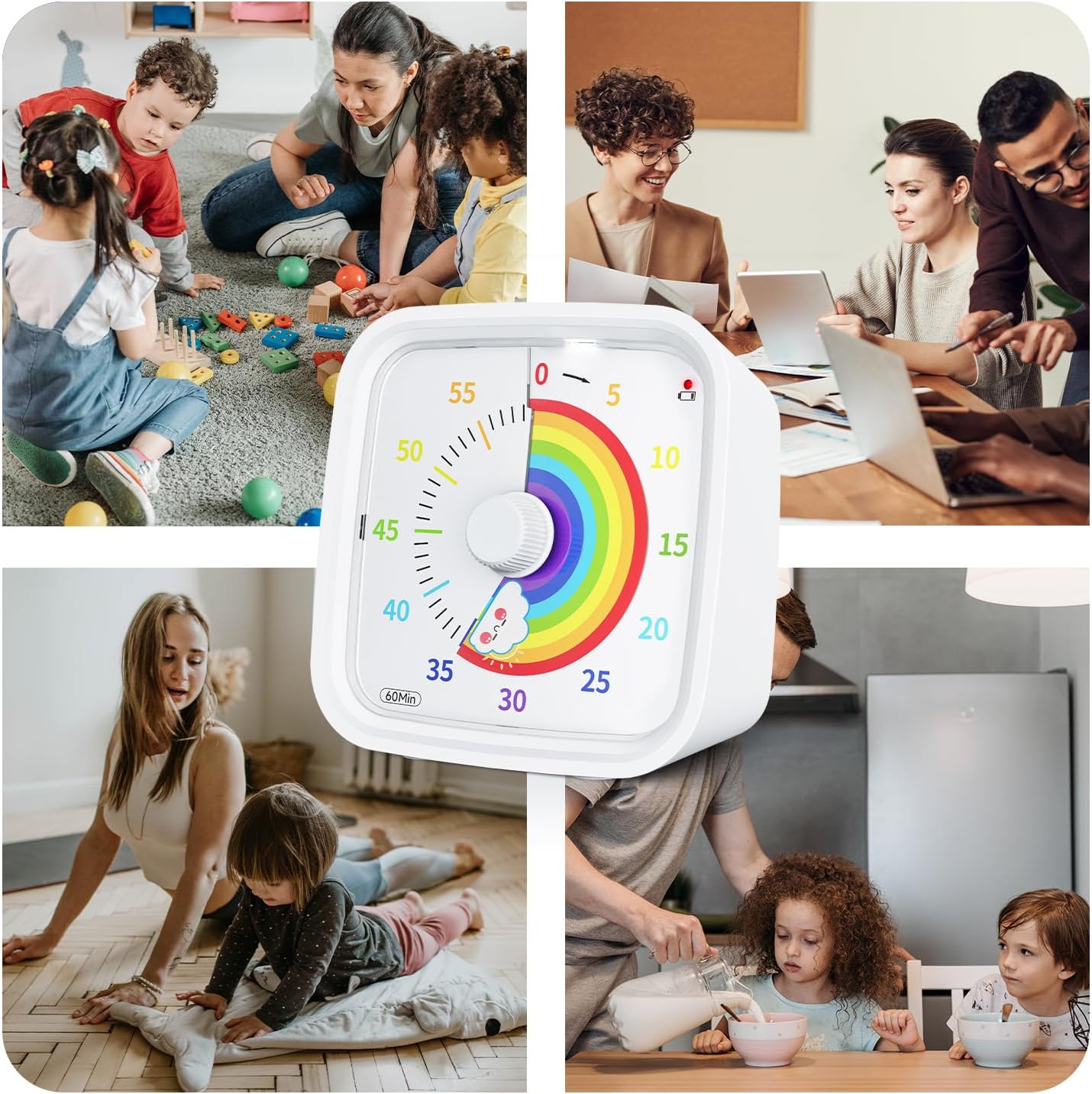 60-Minute Visual Timer (White Rainbow)