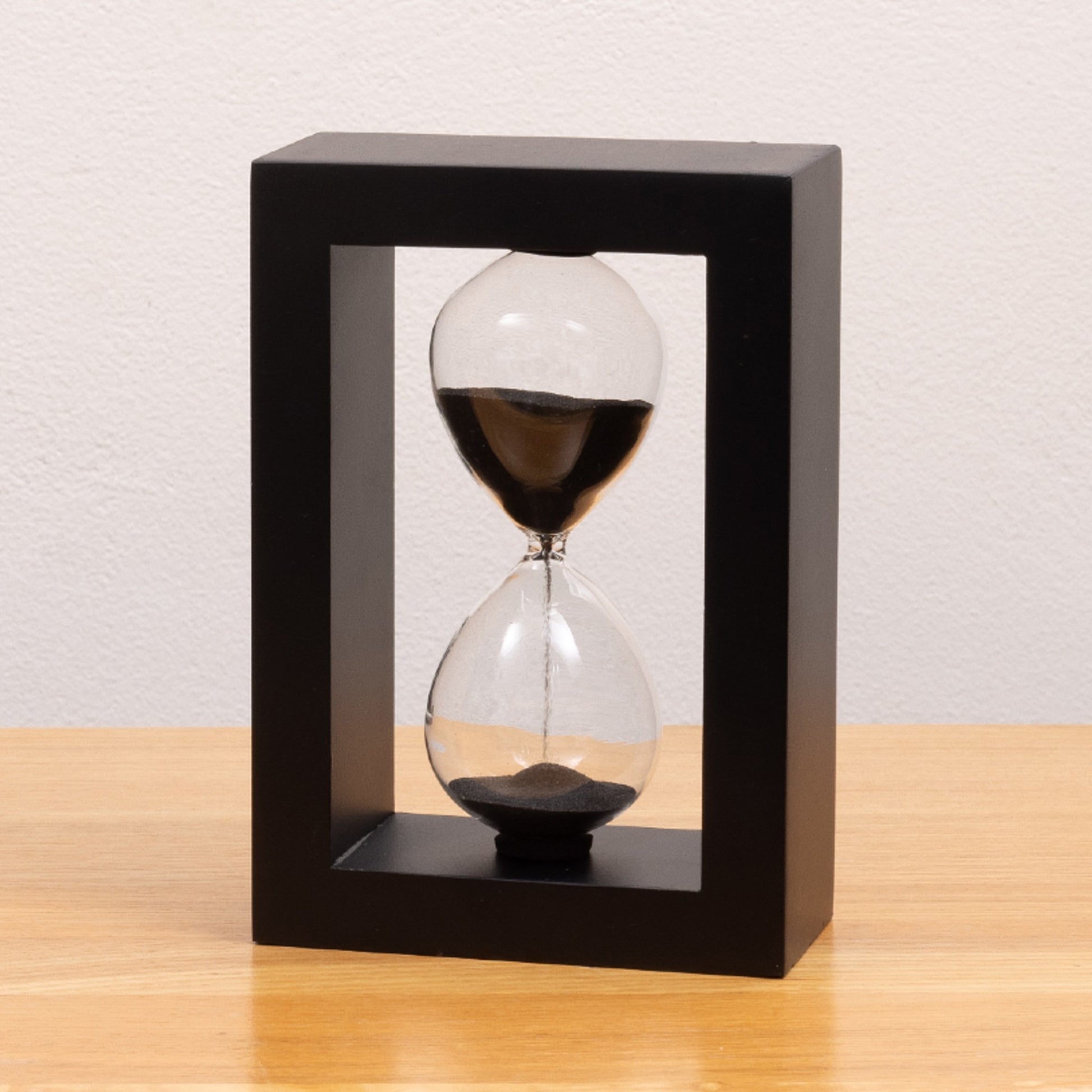 black wood frame sand timer