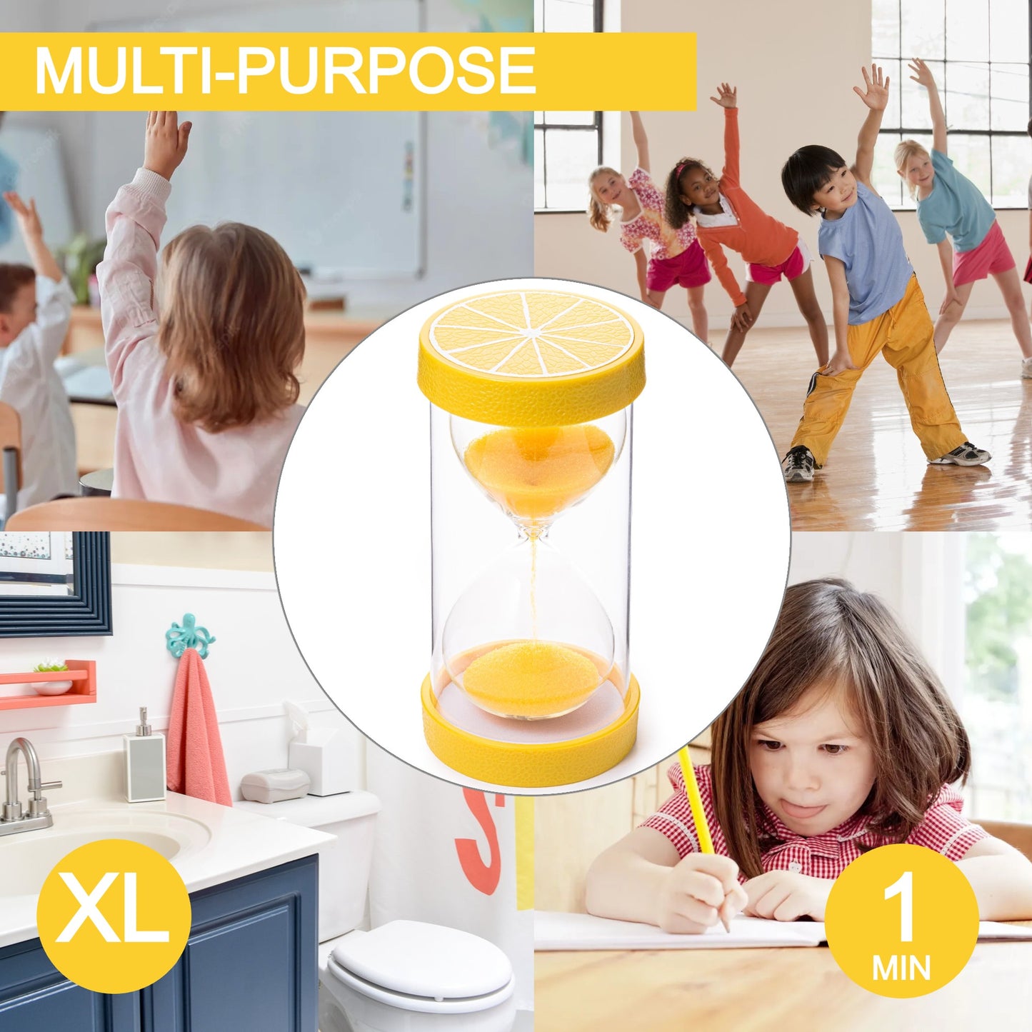 Jumbo Fruit Sand Timers for Kids (1 Min - Lemon)