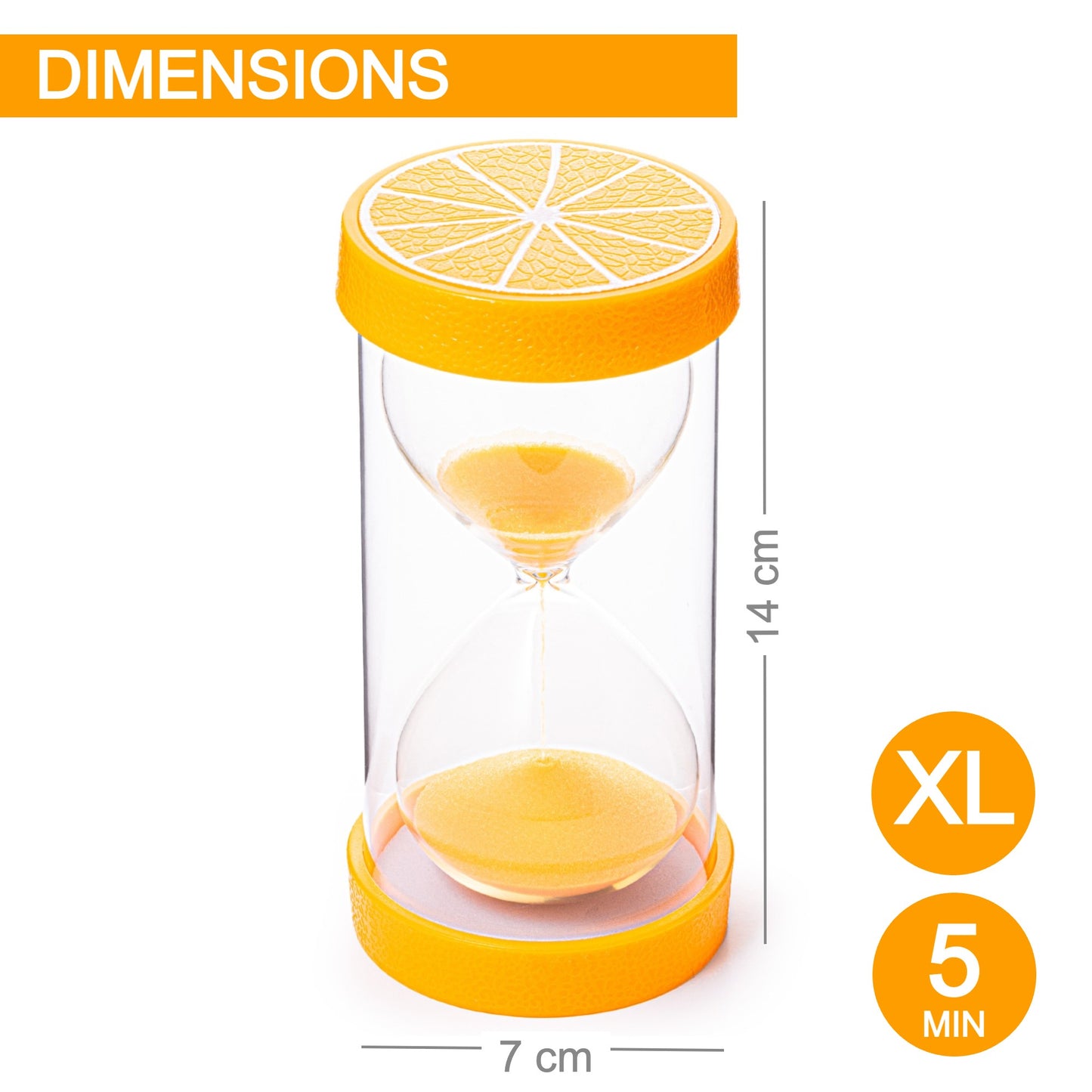 Jumbo Fruit Sand Timers for Kids (5 Min - Orange)