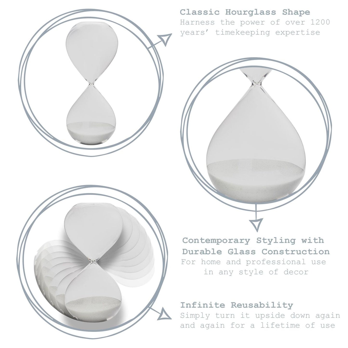 classic glass sand timer 1 hr