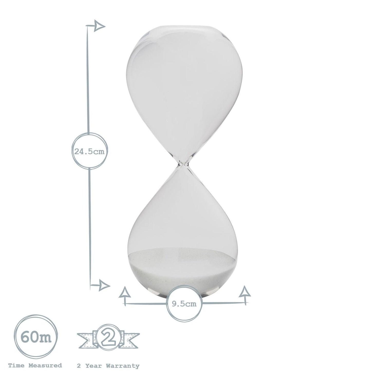 classic glass sand timer 1 hr