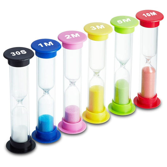 sand timer for kids pack of 6 hourglasses