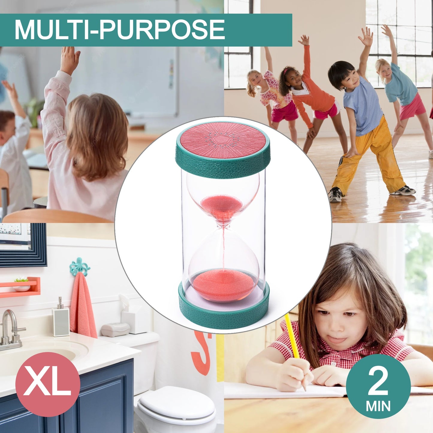 Jumbo Fruit Sand Timers for Kids (2 Min - Watermelon)