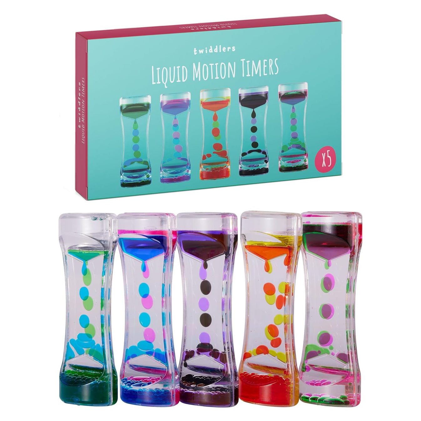 Pack of 5 Sensory Liquid Motion Timers – Sand Timers
