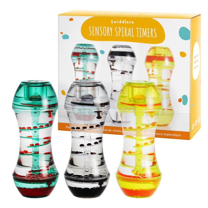 Pack of 3 Sensory Spiral Timers – Sand Timers