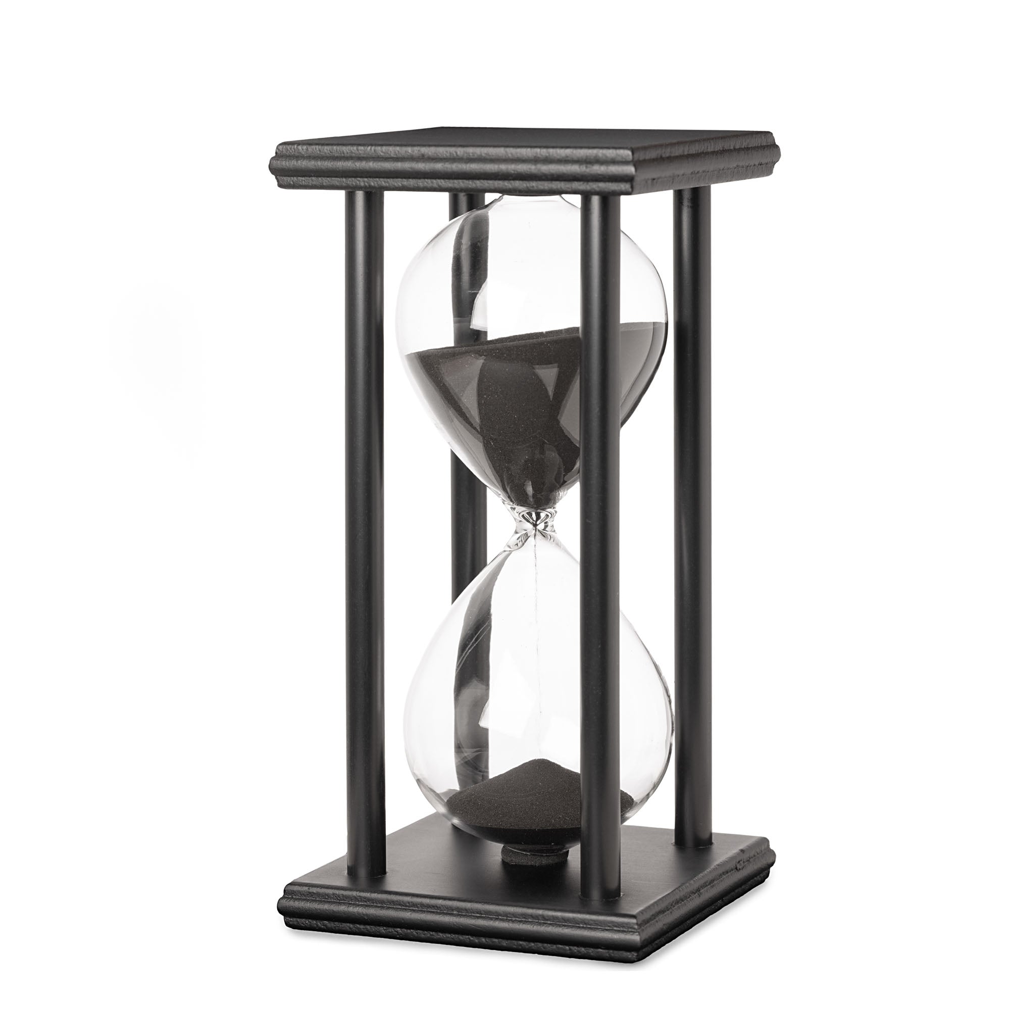 Elegant Black Wood Frame Sand Timer with Black Sand (1 Hr) – Sand Timers