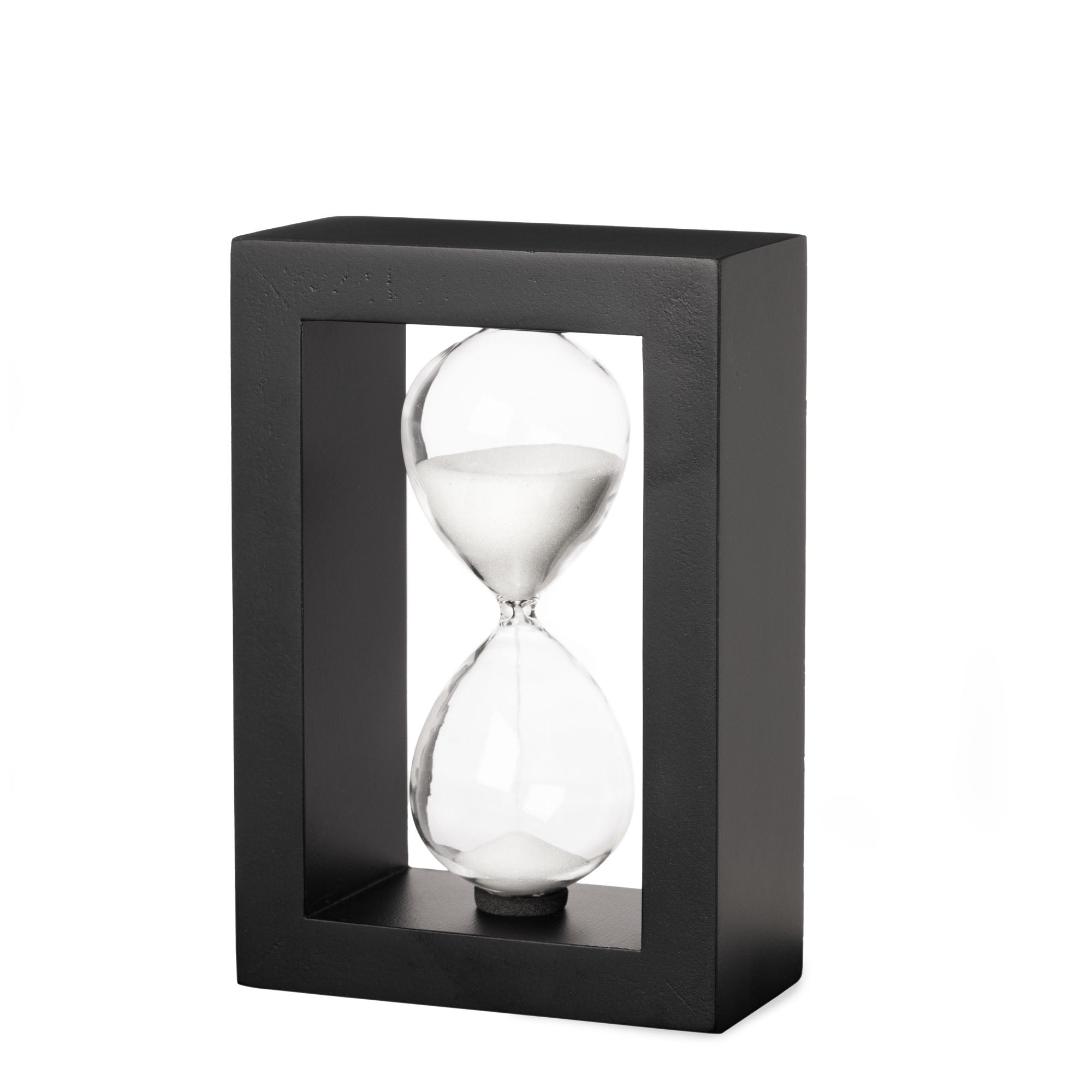 Decorative Black Rectangular Wood Framed Sand Timer with White Sand (5 ...