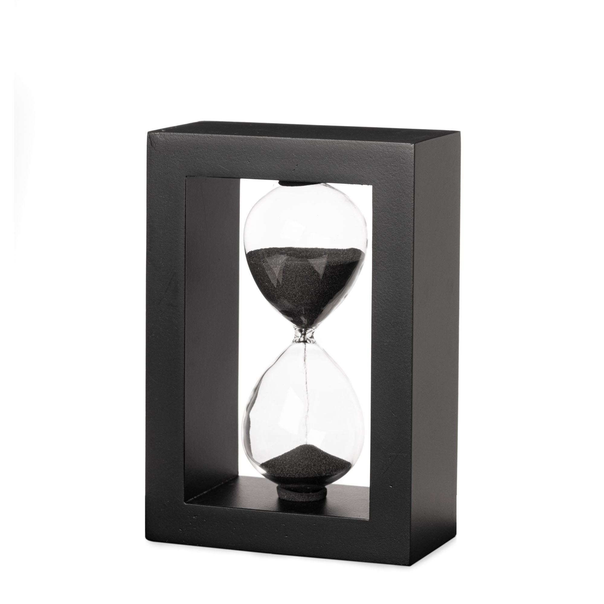 Decorative Black Rectangular Wood Framed Sand Timer with Black Sand (5 ...