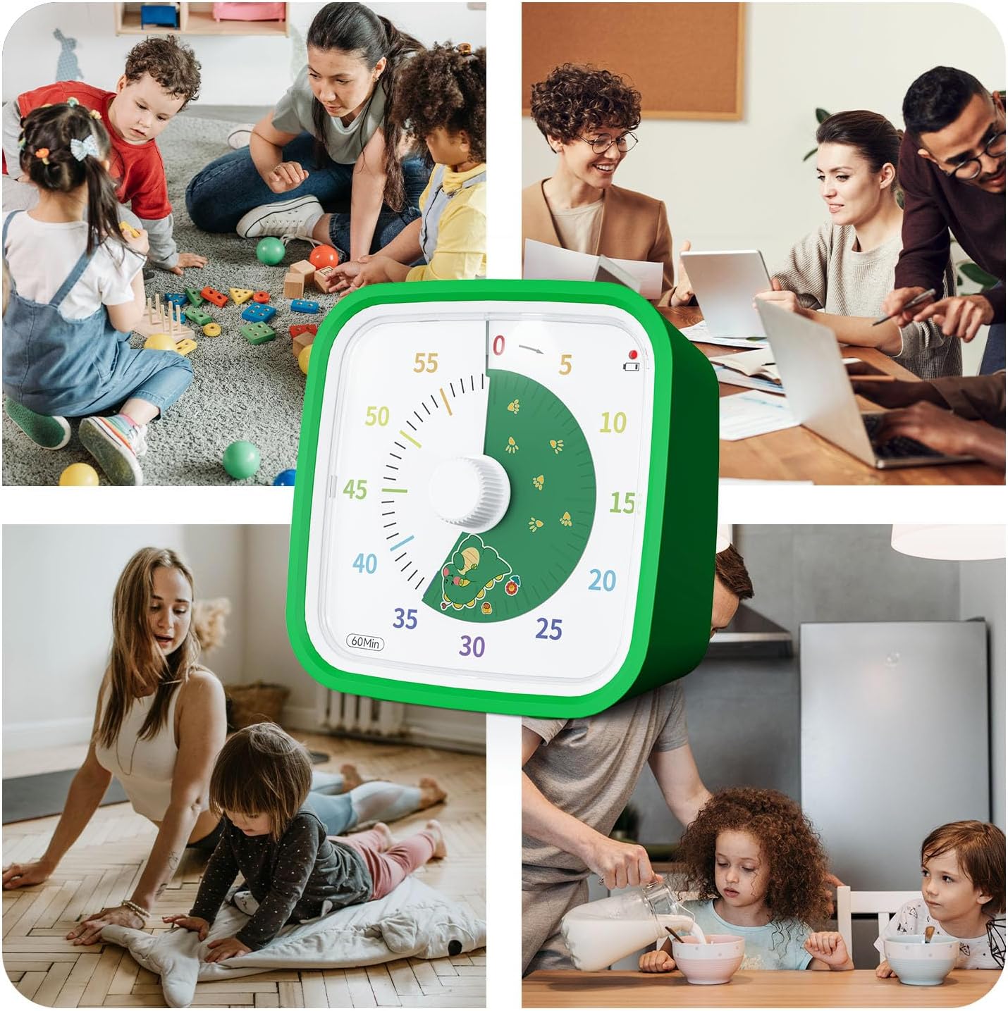 60-Minute Visual Timer (Green Dinosaur)