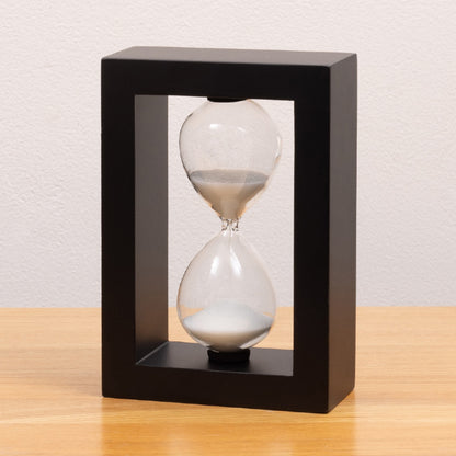 black wood frame sand timer 