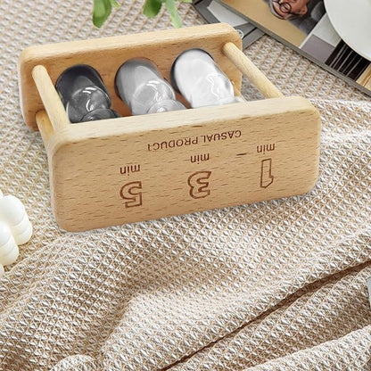 1-3-5 Minute Sand Timer Hourglass with Wooden Frame - Grey