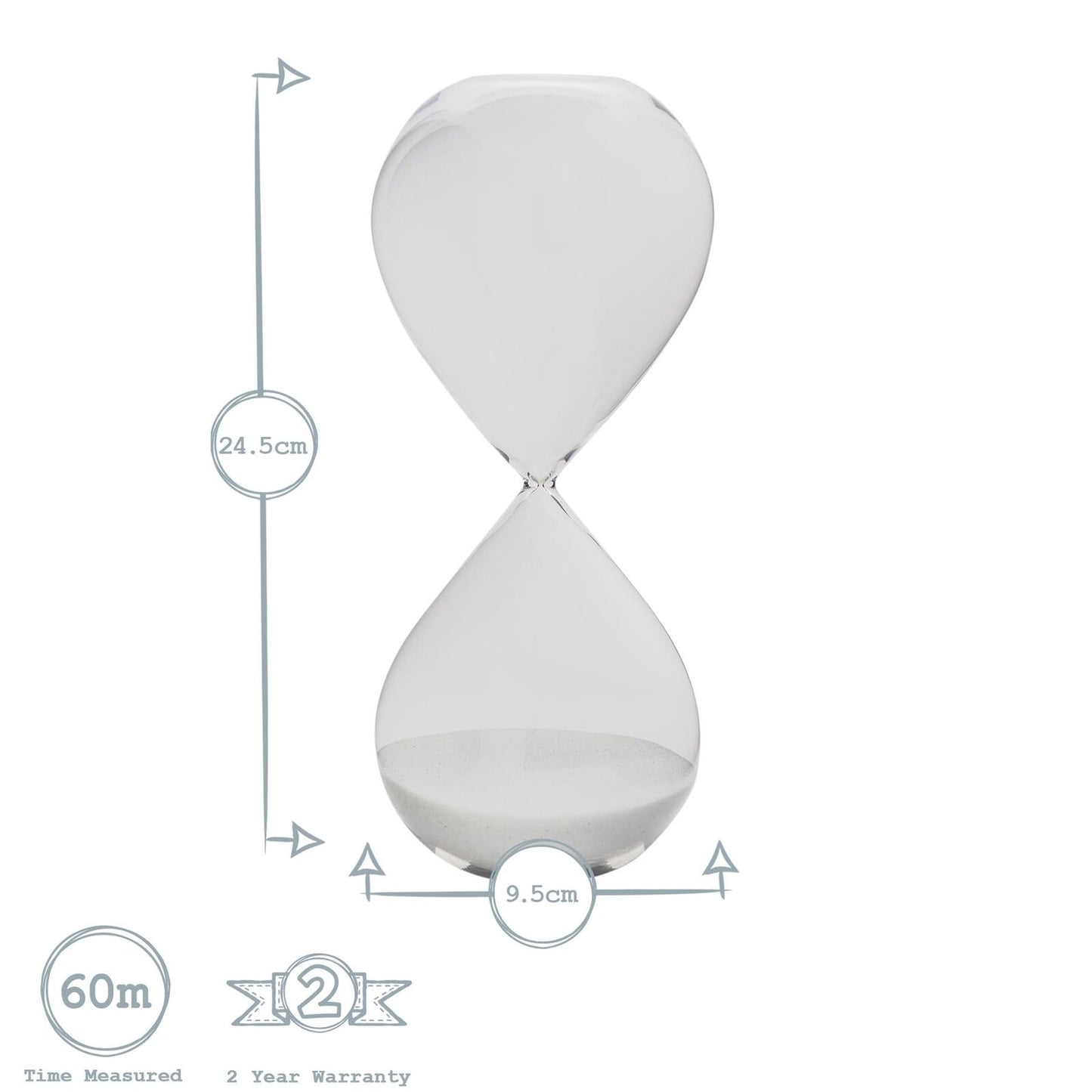 classic glass sand timer 1 hr 