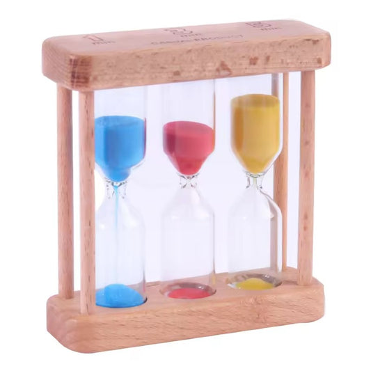 1-3-5 Minute Sand Timer Hourglass with Wooden Frame - Multicolour